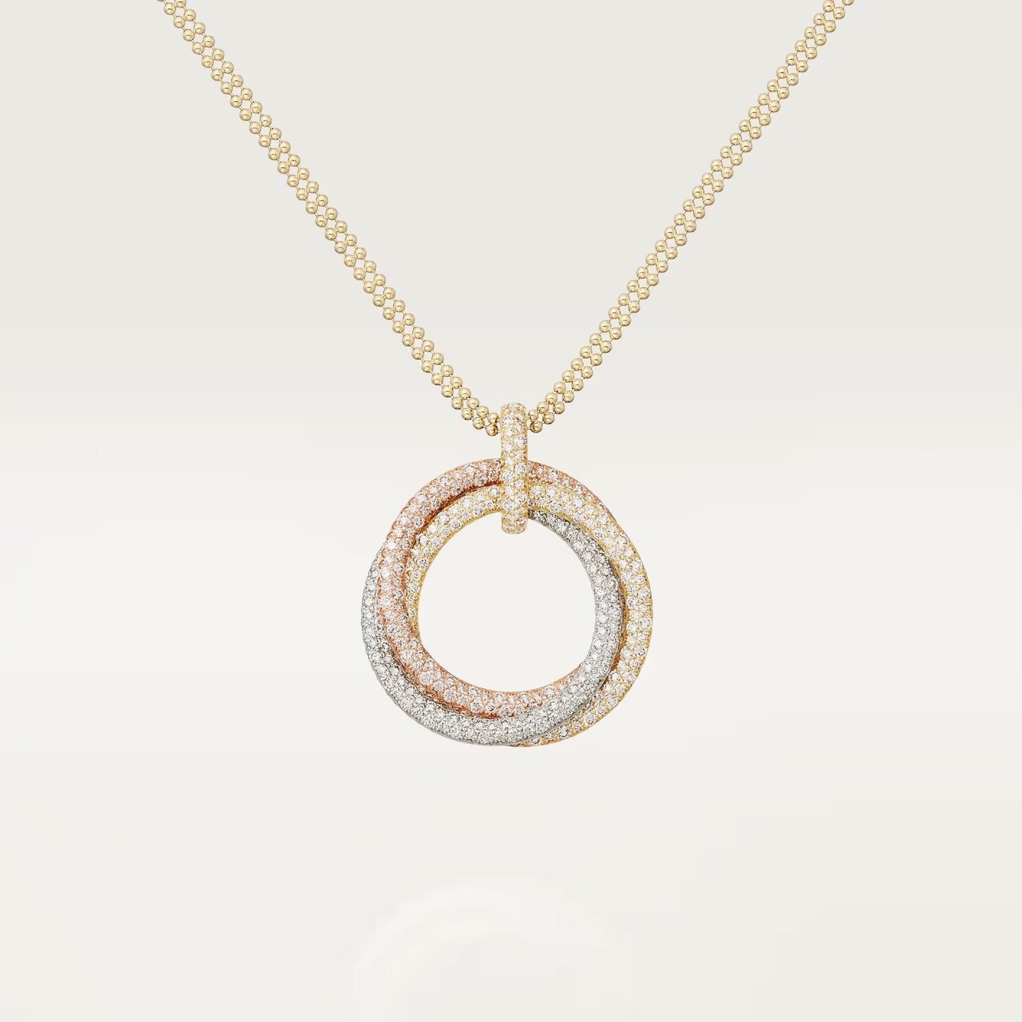 [Raffine]TRINITY LARGE FULL DIAMOND  NECKLACE
