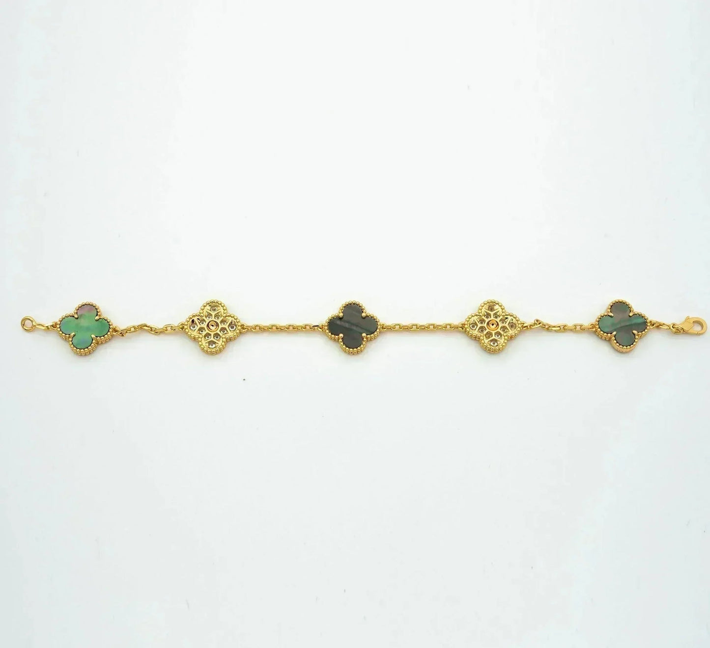 [Raffine] CLOVER 5 MOTIF GRAY MOP BRACELET COLLECTION