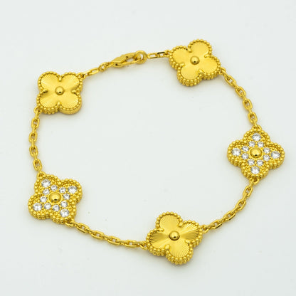 [Raffine]CLOVER BRACELET 5 MOTIFS GOLD DIAMOND