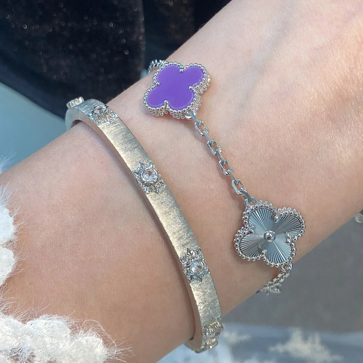 [Raffine] CLOVER 5 MOTIF VIOLET BRACELET COLLECTION