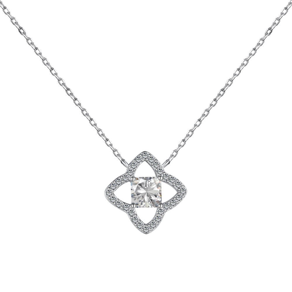 [Raffine]Exquisite Flower Shape Princess Cut Necklace