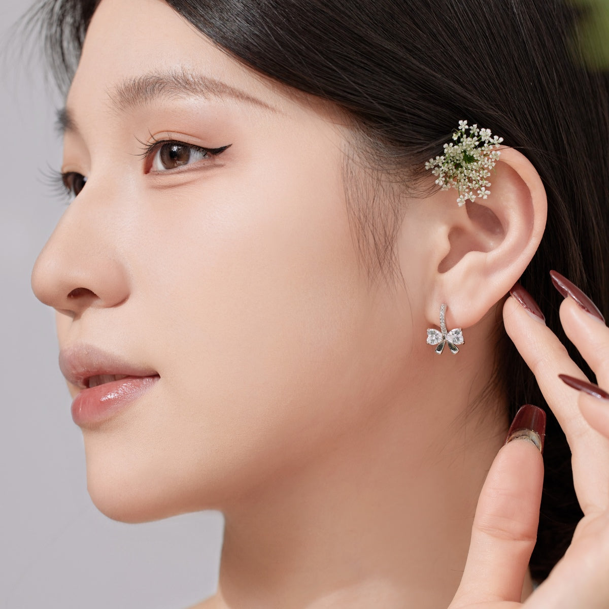 [Raffine] Boucles d'oreilles exquises avec un design de nœud en forme de cœur