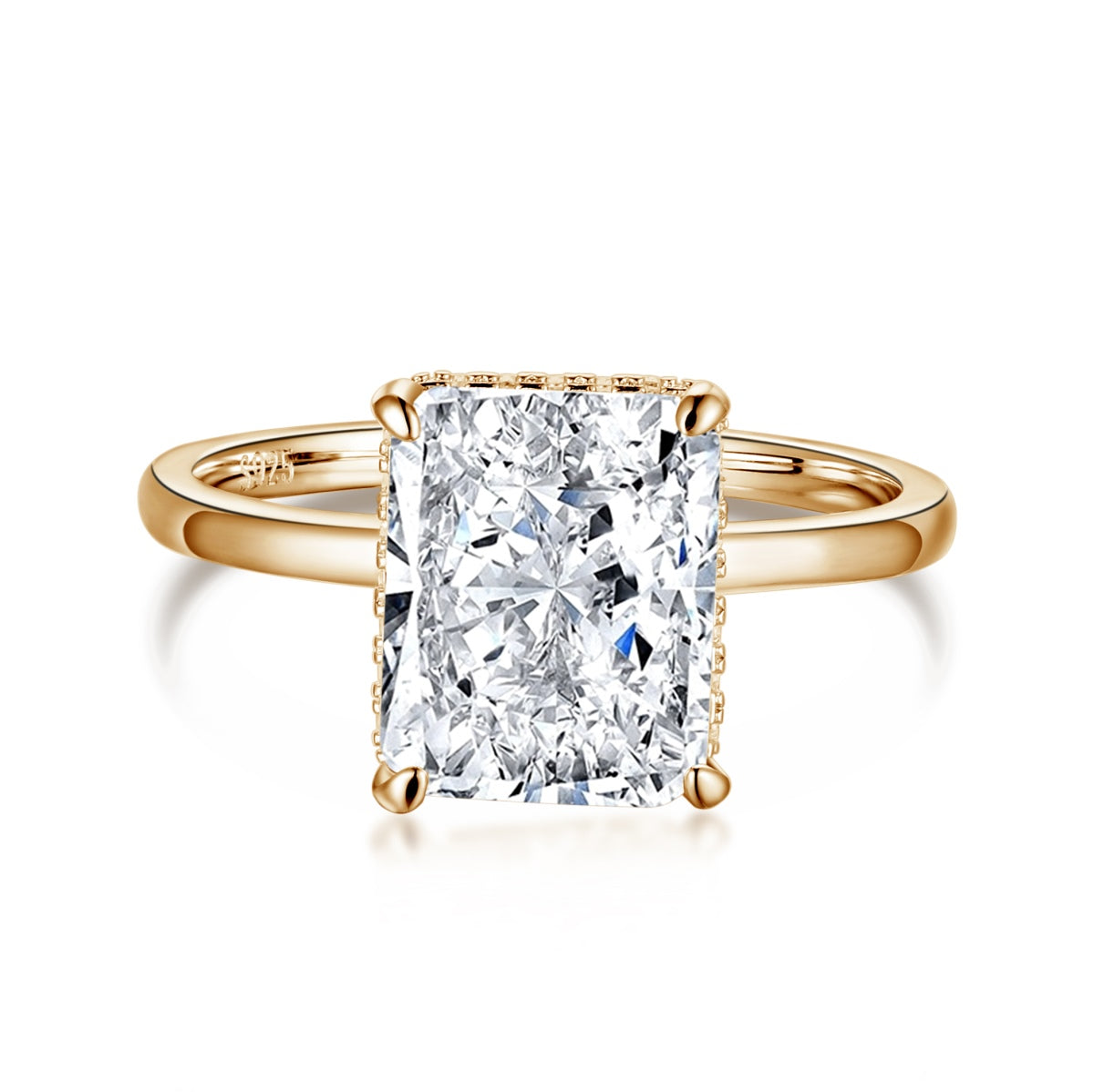 [Raffine] Anillo de banquete de 4,0 quilates con corte radiante y ornamentado