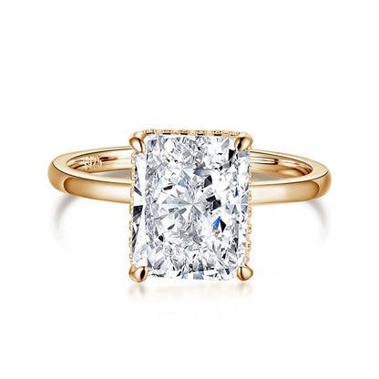 [Raffine] Anillo de banquete de 4,0 quilates con corte radiante y ornamentado