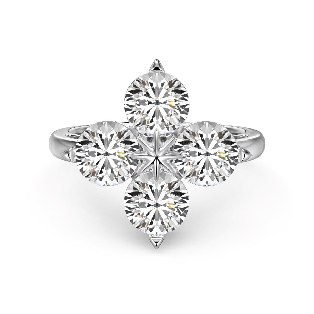 [Raffine] Anillo de estrella de ocho puntas con trébol de cuatro hojas
