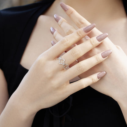 [Raffine]Hollow Design Four-Leaf Clover Flower Shape Ring