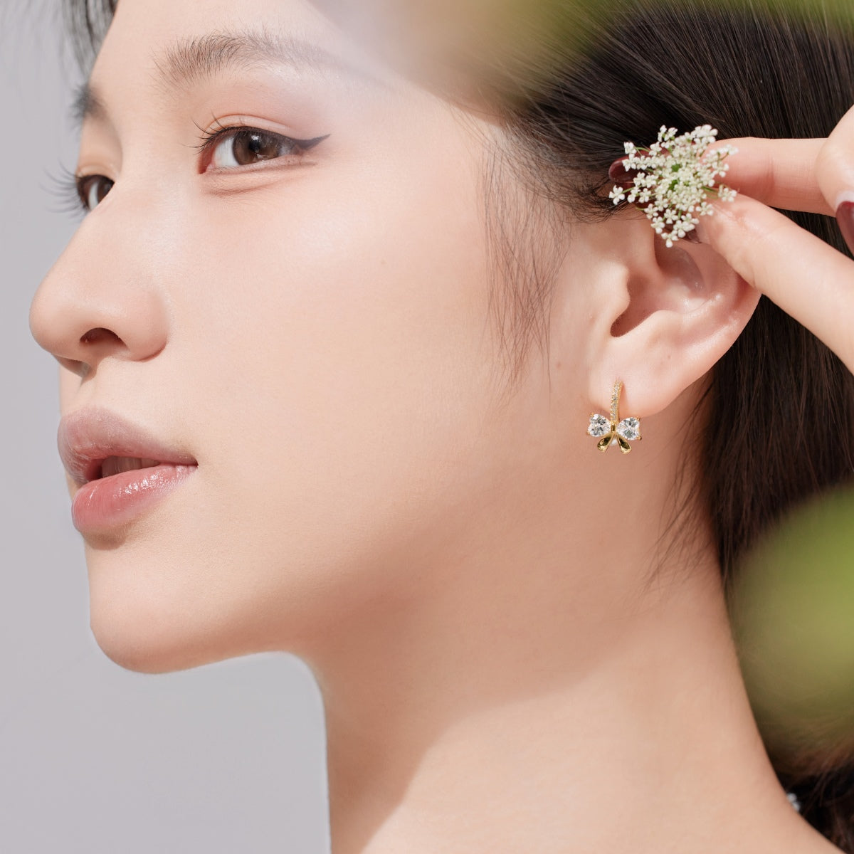 [Raffine] Boucles d'oreilles exquises avec un design de nœud en forme de cœur