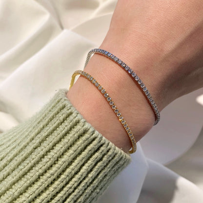 [Raffine] Pulsera de tenis con corte princesa radiante y brillante