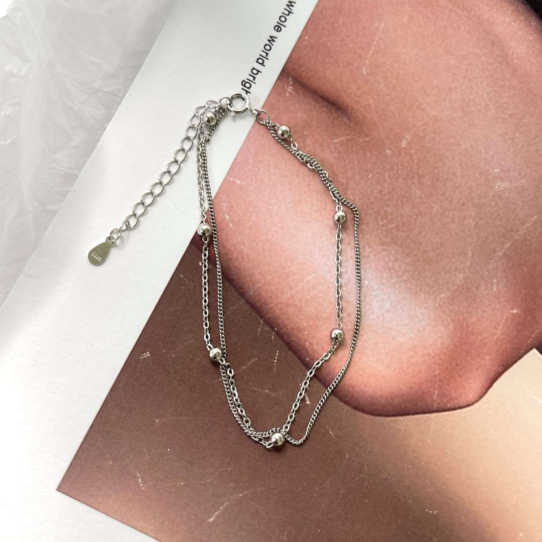 [Raffine]Pulsera delicada de cuentas de doble capa