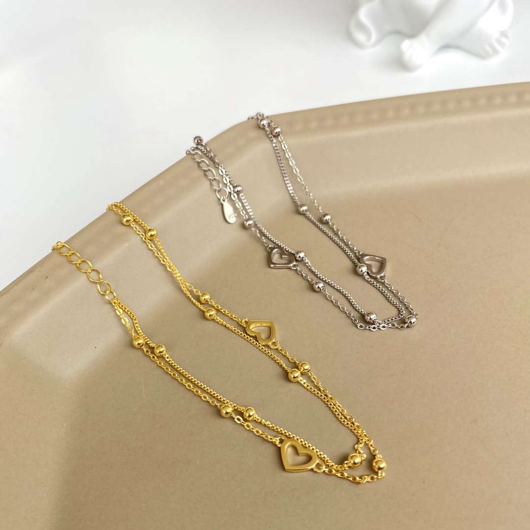 [Raffine] Delicada pulsera de corazón de amor de doble capa