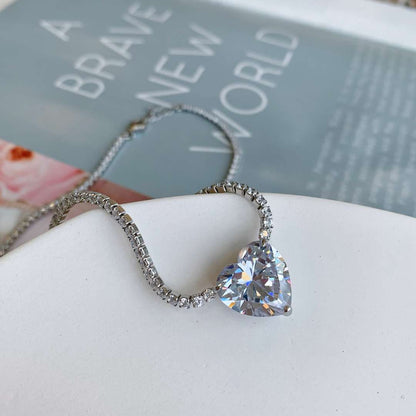 [Raffine] Collar de tenis con forma de corazón, versátil y colorido, de 8.0 quilates