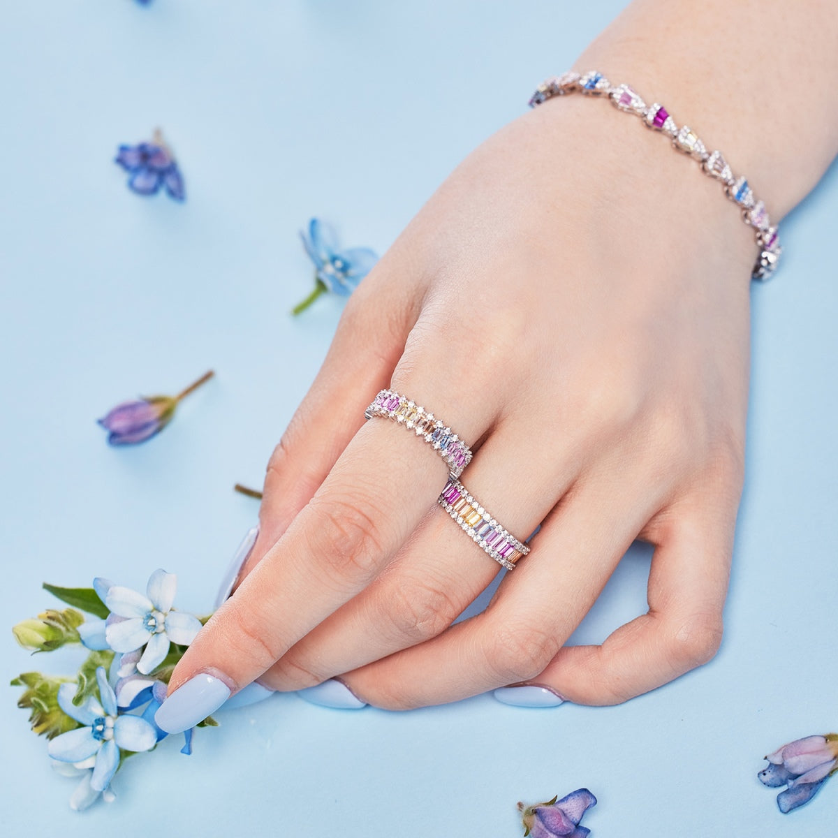 [Raffine] Anillo diario delicado con corte esmeralda caleidoscópico