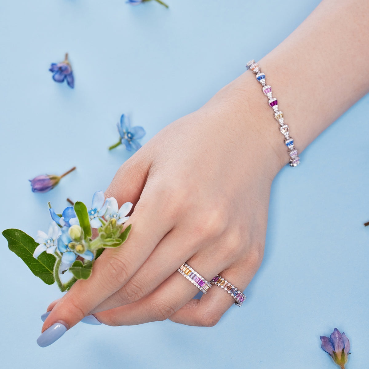 [Raffine] Anillo diario delicado con corte esmeralda caleidoscópico