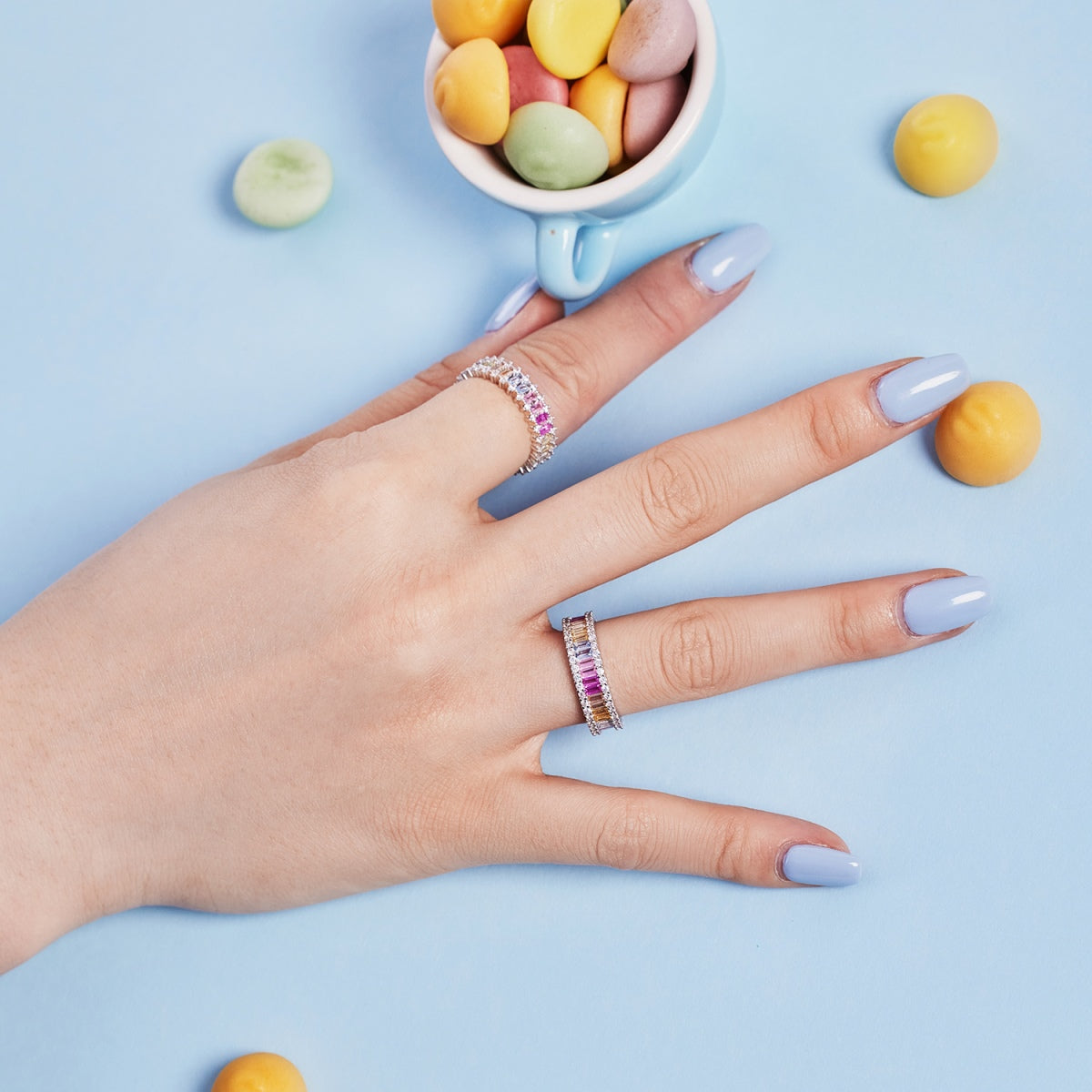[Raffine] Anillo diario delicado con corte esmeralda caleidoscópico