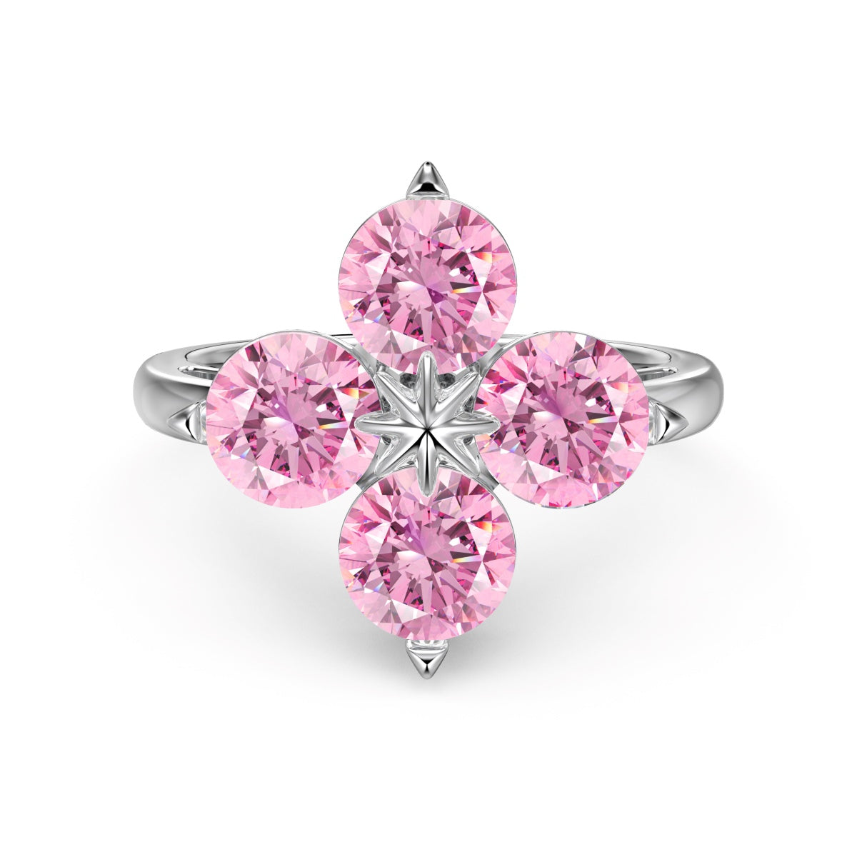 [Raffine] Anillo de estrella de ocho puntas con trébol de cuatro hojas