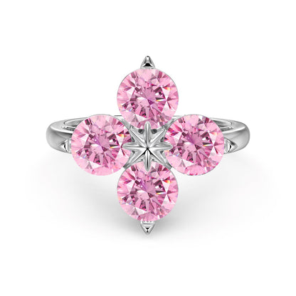 [Raffine] Anillo de estrella de ocho puntas con trébol de cuatro hojas