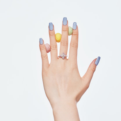 [Raffine] Anillo de banquete lujoso con forma de flor colorida