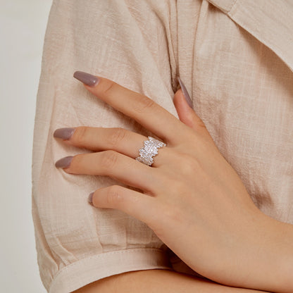 [Raffine] Anillo de lujo con corte radiante y colorido para uso diario