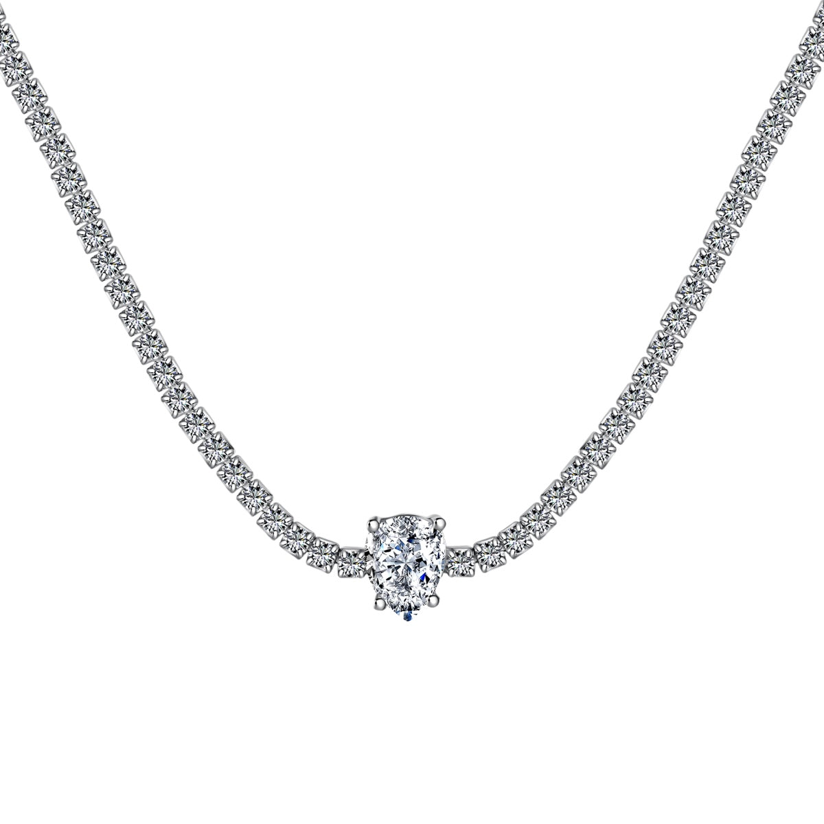 [Raffine]1.0 carat Unique Pear Cut Tennis Necklace