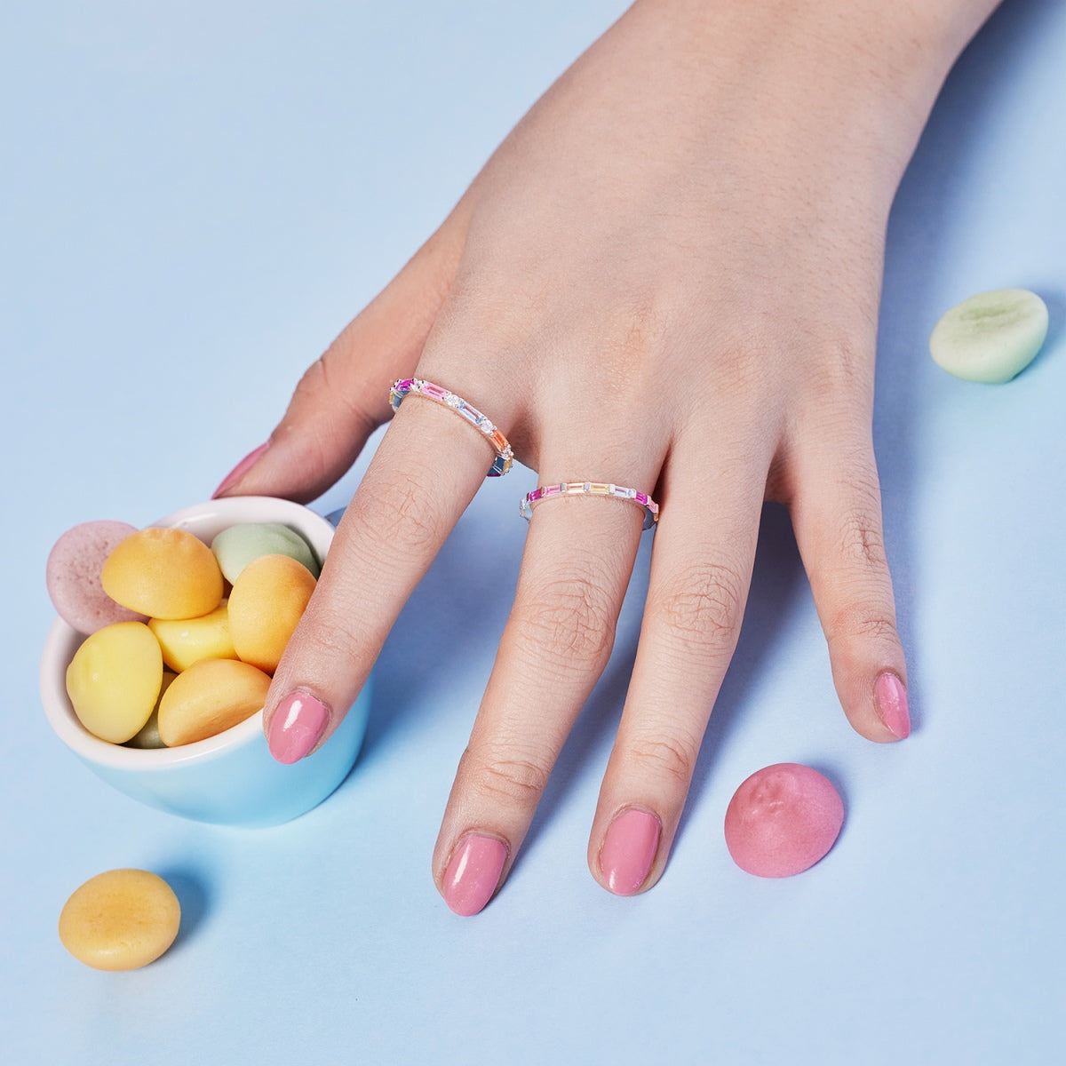 [Raffine] Exquisito anillo diario con corte esmeralda multicolor