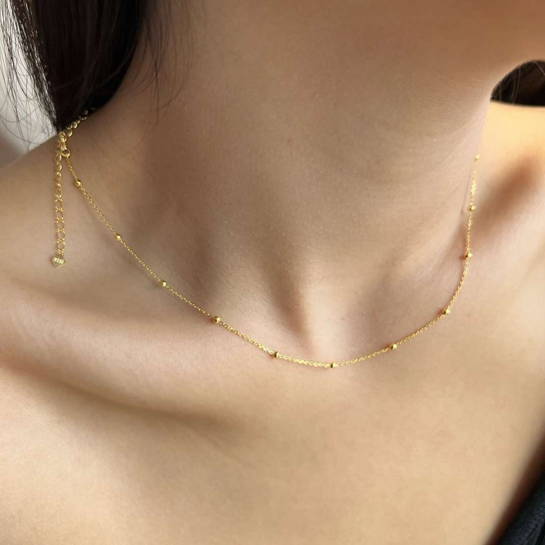 [Raffine]Small Bead Clavicle Chain Simple Necklace