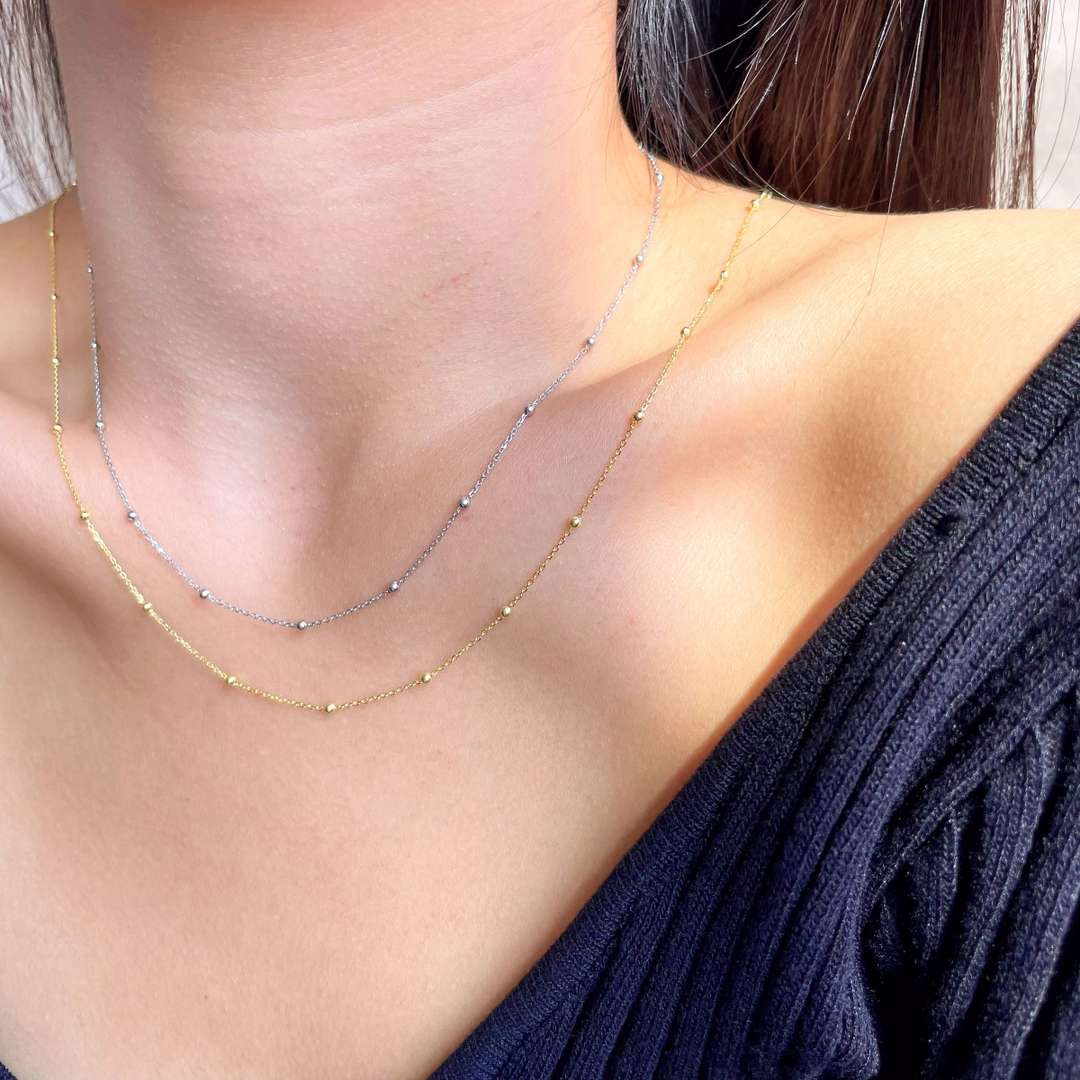 [Raffine]Small Bead Clavicle Chain Simple Necklace