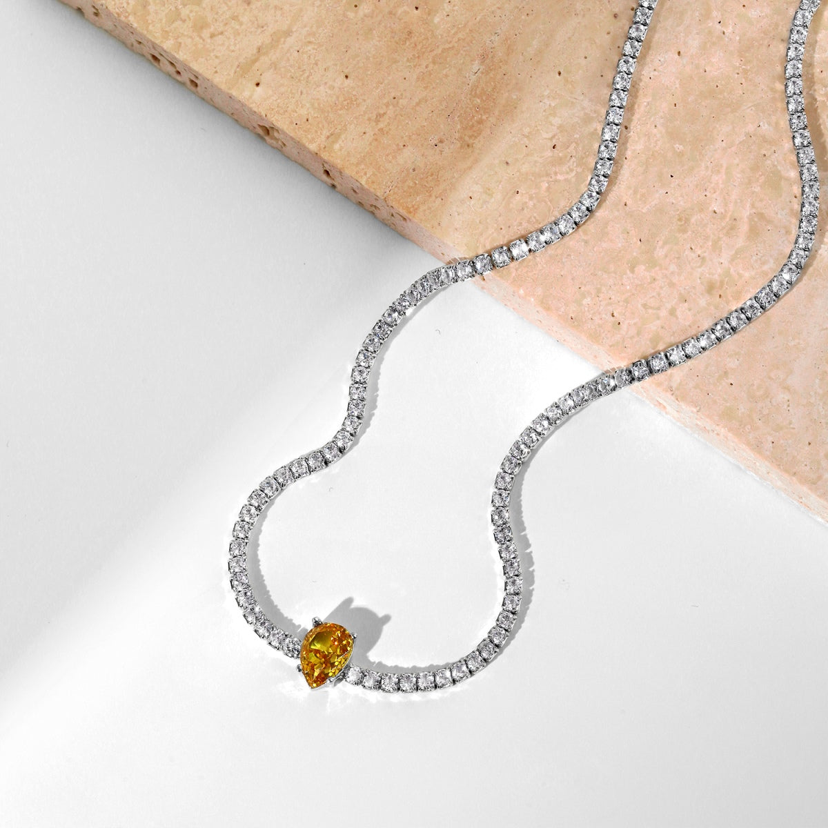 [Raffine]1.0 carat Unique Pear Cut Tennis Necklace
