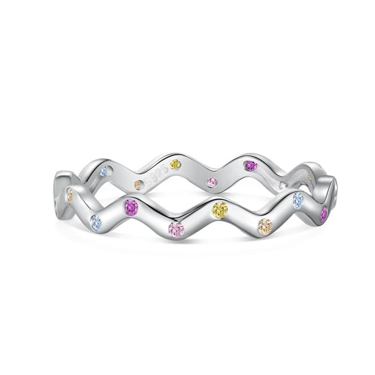 [Raffine] Anillo diario adornado con corte redondo vibrante