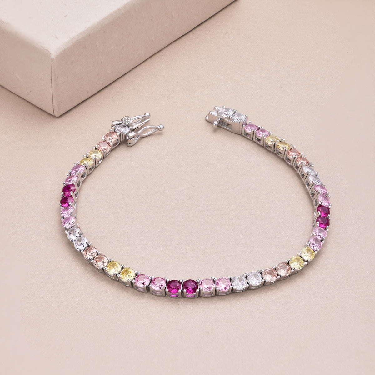 [Raffine] Pulsera de tenis con corte redondo, colorida y radiante