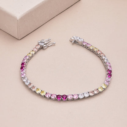 [Raffine] Pulsera de tenis con corte redondo, colorida y radiante