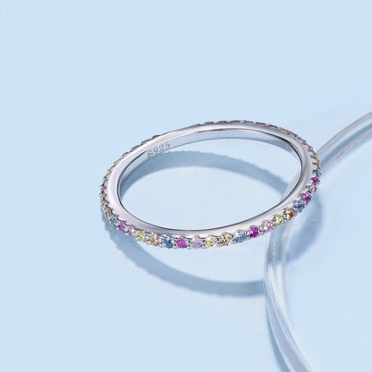 [Raffine] Anillo de tenis adornado con corte redondo colorido
