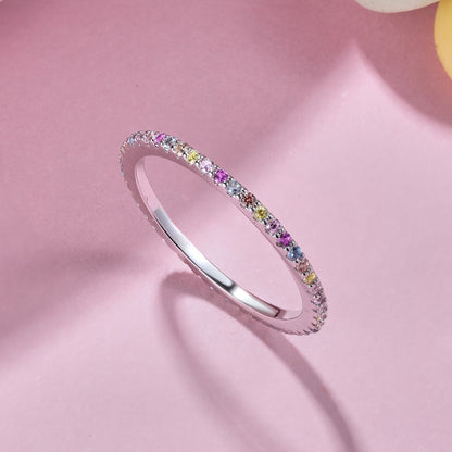 [Raffine] Anillo de tenis adornado con corte redondo colorido