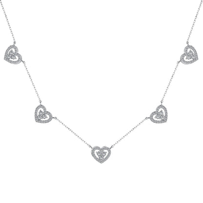 [Raffine]Sparkling Five Heart Necklace