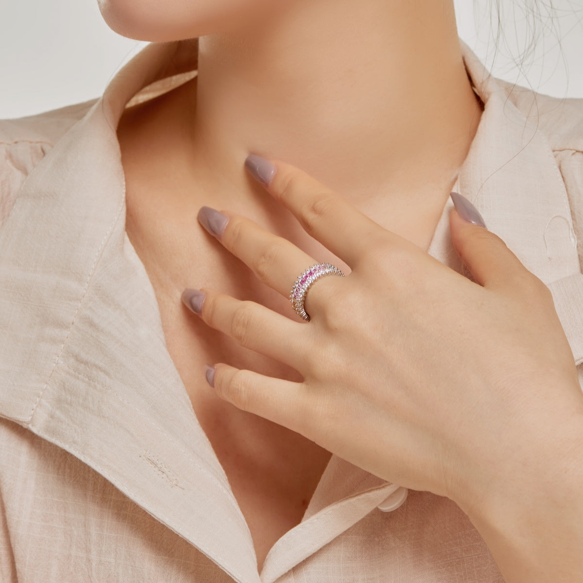 [Raffine] Anillo diario adornado con corte radiante y colorido