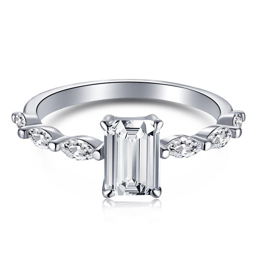 [Raffine] Anillo diario delicado y resplandeciente de corte radiante de 1.0 quilates