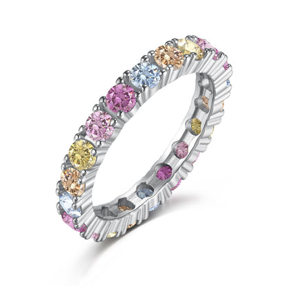 [Raffine] Anillo de tenis de corte redondo deslumbrante y brillante