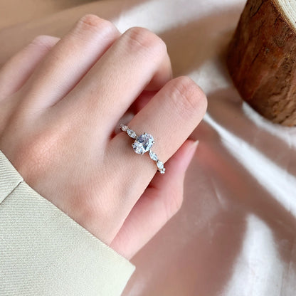 [Raffine] Anillo de lujo de 0,75 quilates con corte cojín alargado y vibrante para uso diario