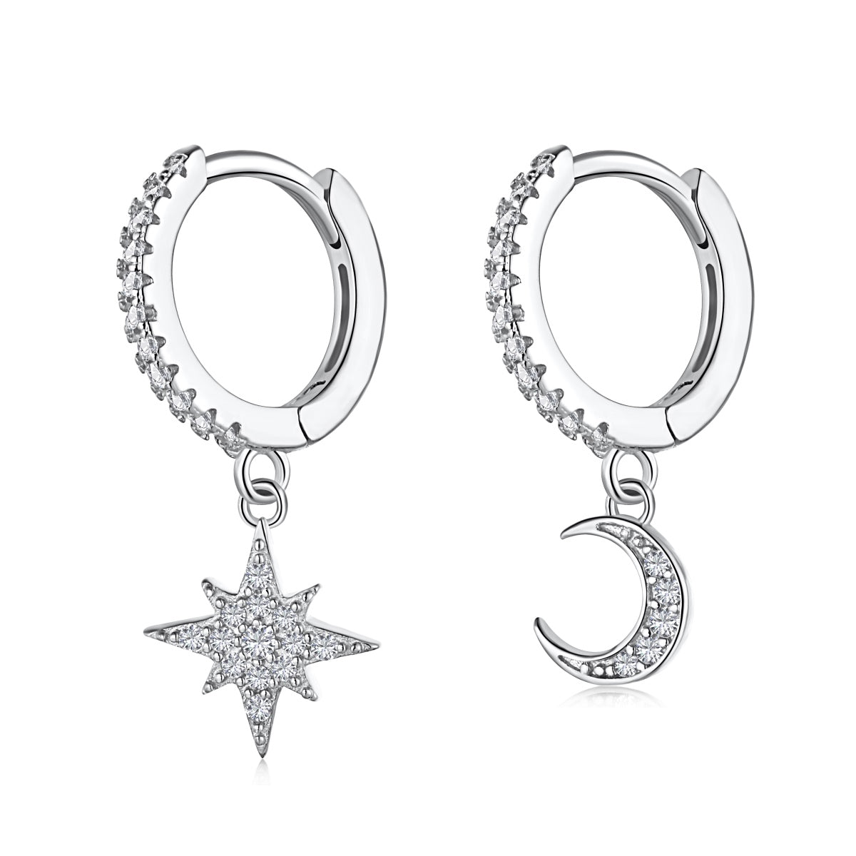 [Raffine]Star and Moon Asymmetric Earrings