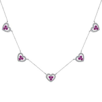[Raffine]Sparkling Five Heart Necklace