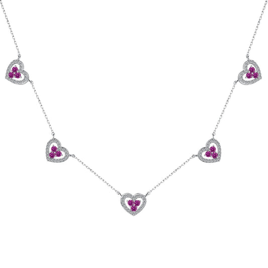 [Raffine]Sparkling Five Heart Necklace