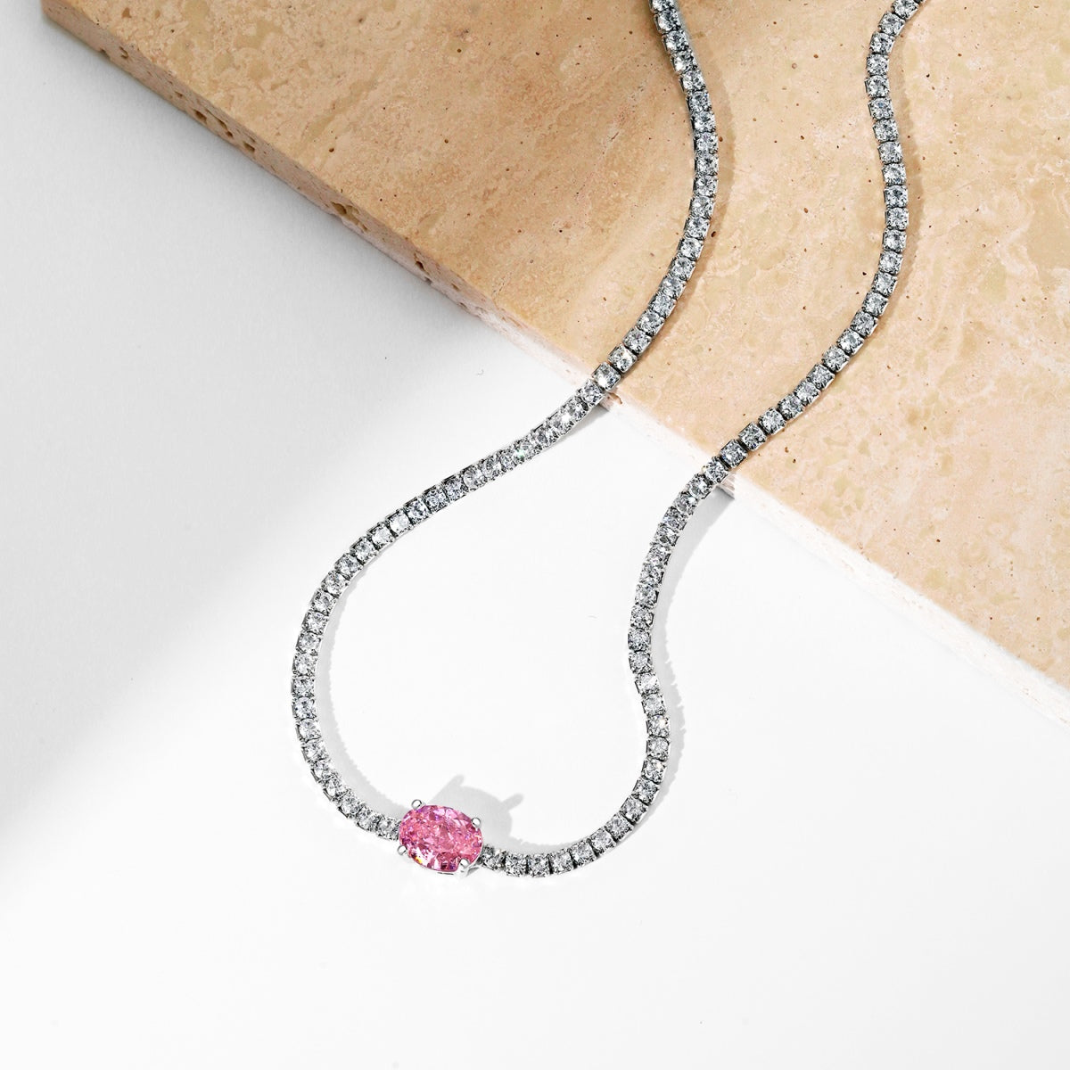 [Raffine]1.0 Carat Shining Oval Cut Necklace