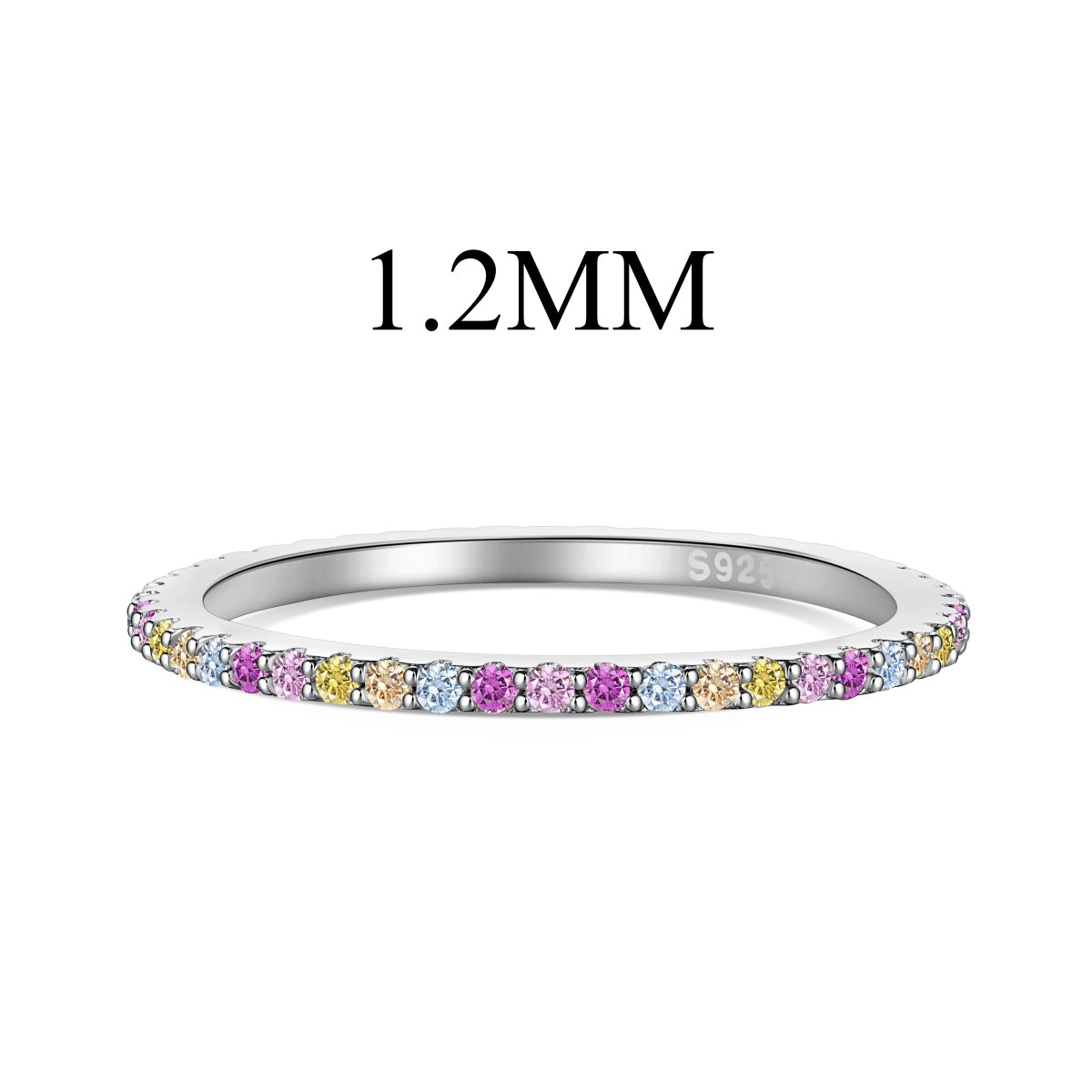 [Raffine] Anillo de tenis adornado con corte redondo colorido