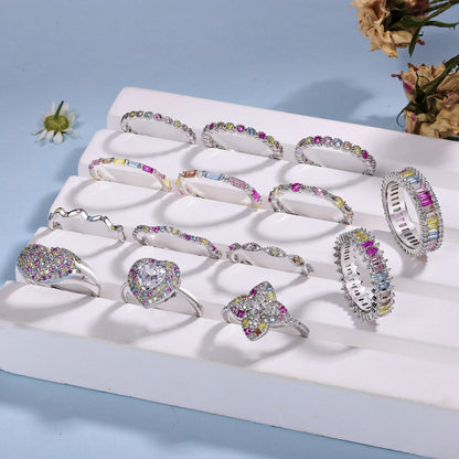 [Raffine] Anillo de fiesta de corte redondo, delicado y colorido