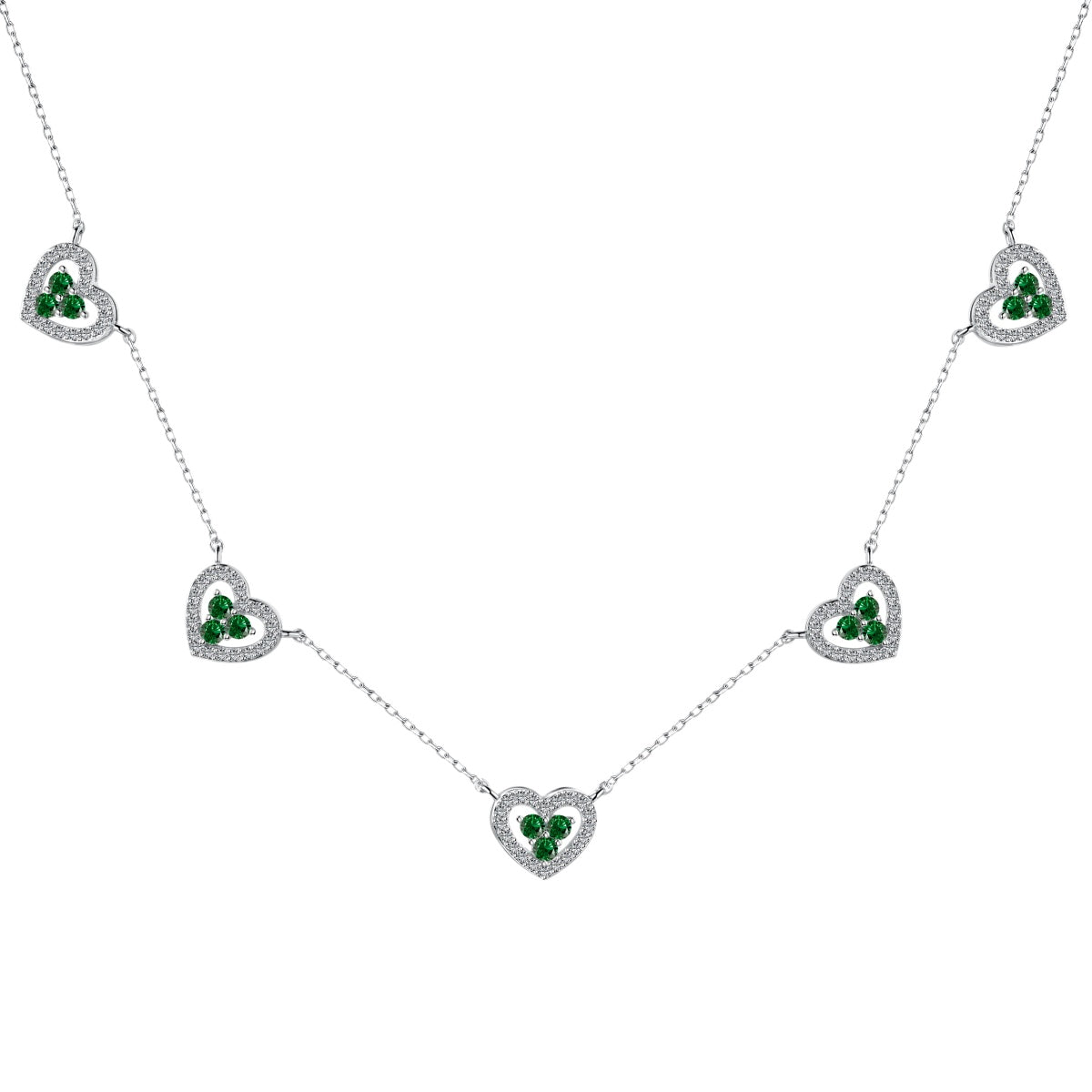 [Raffine]Sparkling Five Heart Necklace