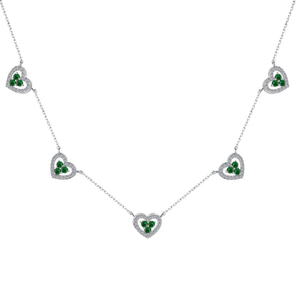 [Raffine]Sparkling Five Heart Necklace