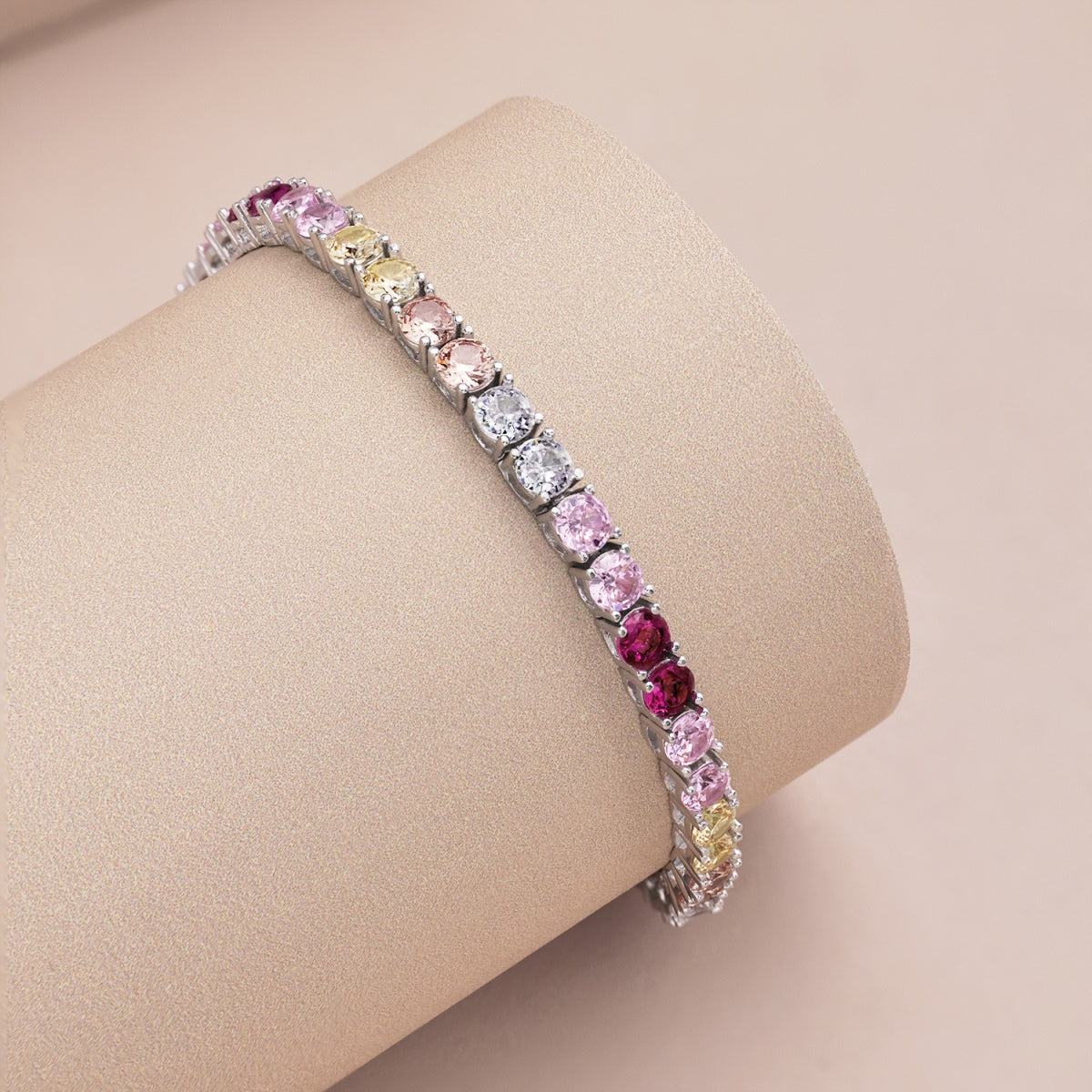[Raffine] Pulsera de tenis con corte redondo, colorida y radiante