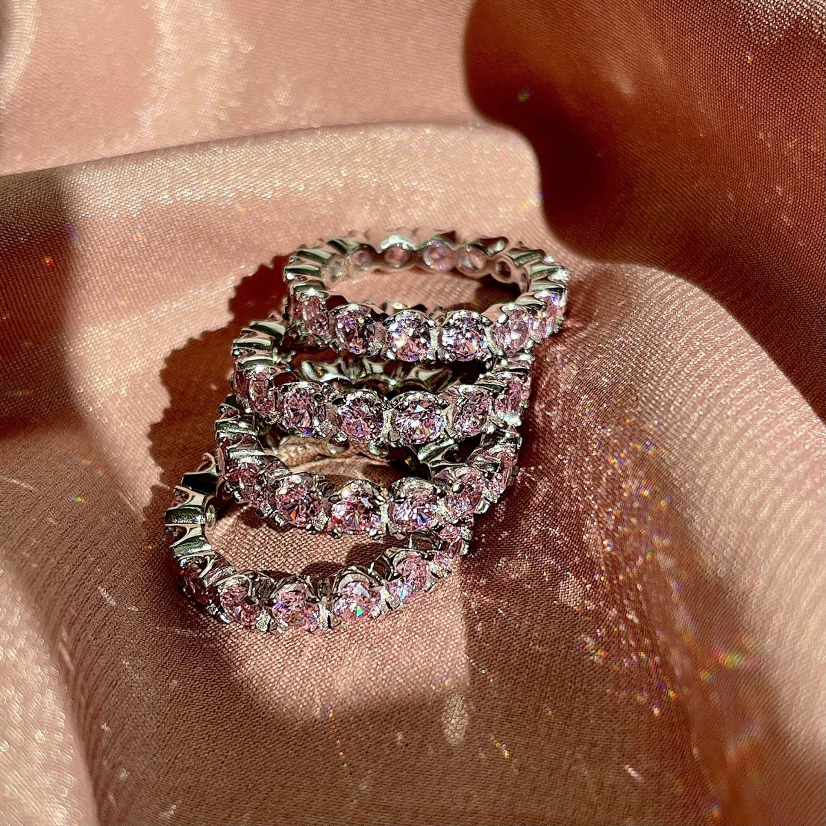 [Raffine] Anillo de tenis Eternity de corte redondo