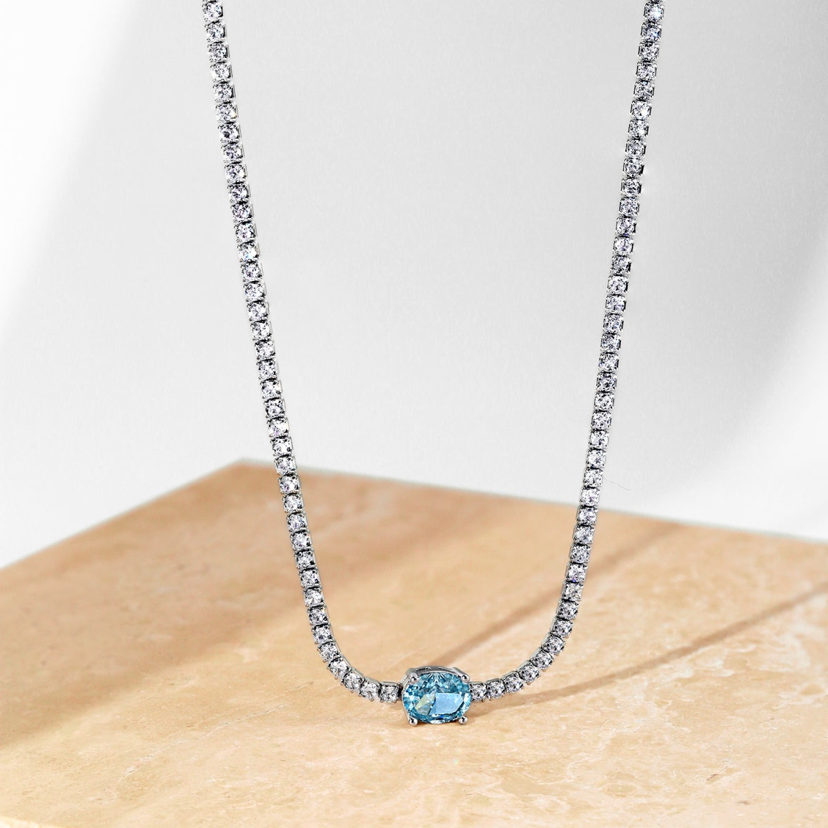 [Raffine]1.0 Carat Shining Oval Cut Necklace