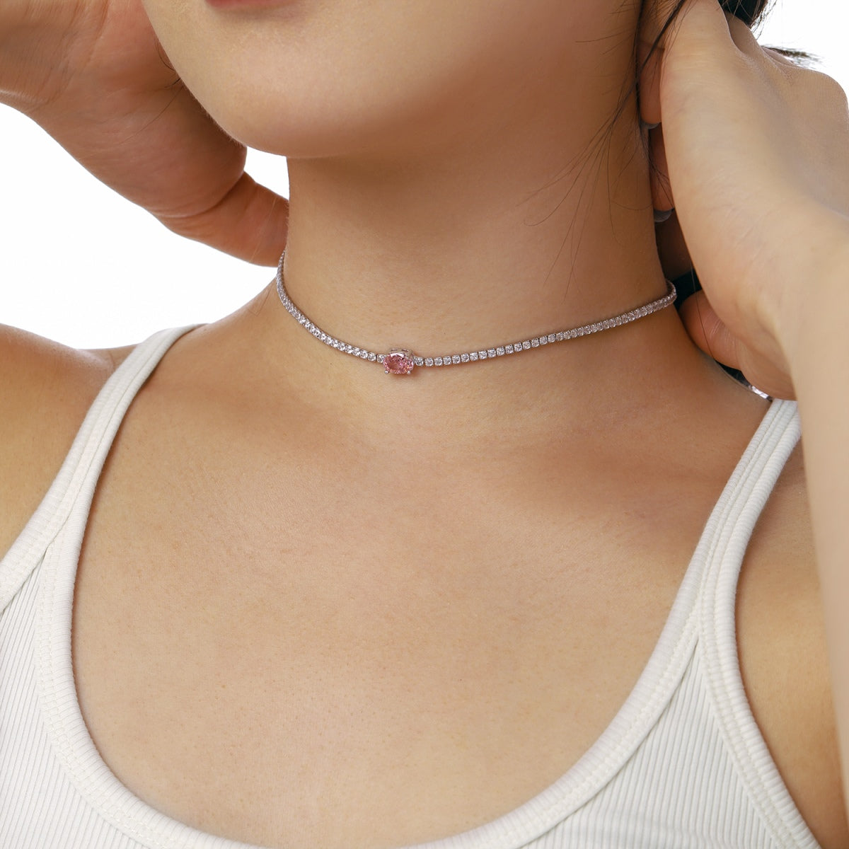 [Raffine]1.0 Carat Shining Oval Cut Necklace
