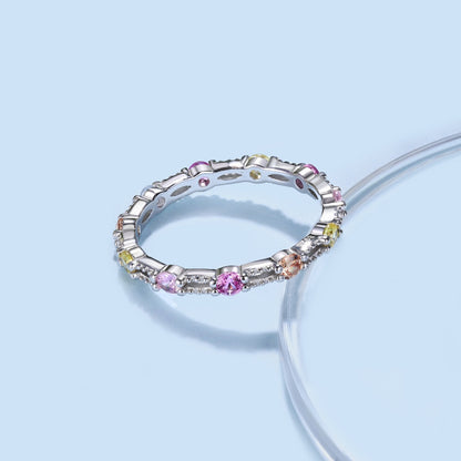 [Raffine] Anillo de tenis de corte redondo brillante y colorido